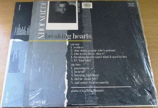 ELTON JOHN Breaking Hearts VINYL RECORD