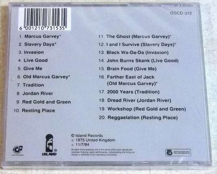 BURNING SPEAR Marcus Garvey / Garvey's Ghost CD SOUTH AFRICA Cat# GSCD 372
