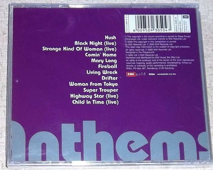DEEP PURPLE Anthems SOUTH AFRICA CAT# CDGOLD 58