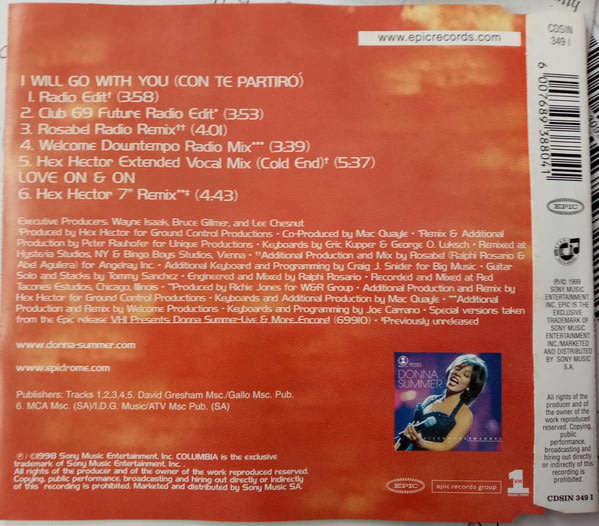 DONNA SUMMER I Will Go With You (Con Te Partir) CD Single