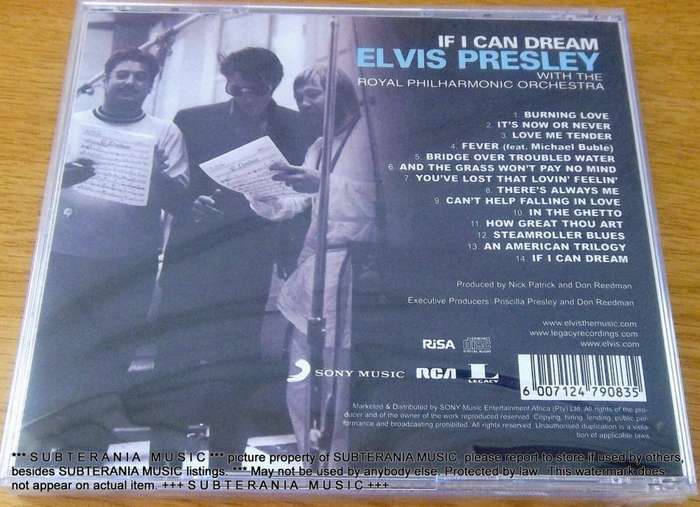 ELVIS PRESLEY If I Can Dream with Royal Philharmonic Orchestra SOUTH AFRICA Cat# CDRCA7473