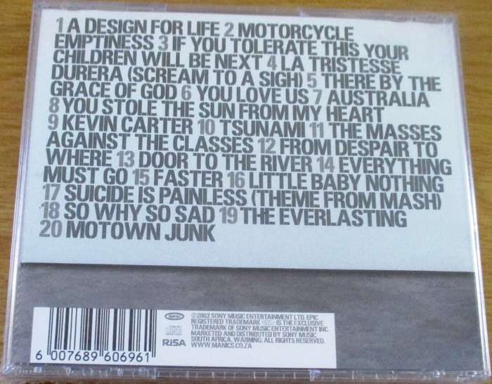 MANIC STREET PREACHERS Forever Delayed: The Greatest Hits SOUTH AFRICA Cat# CDEPC 6557