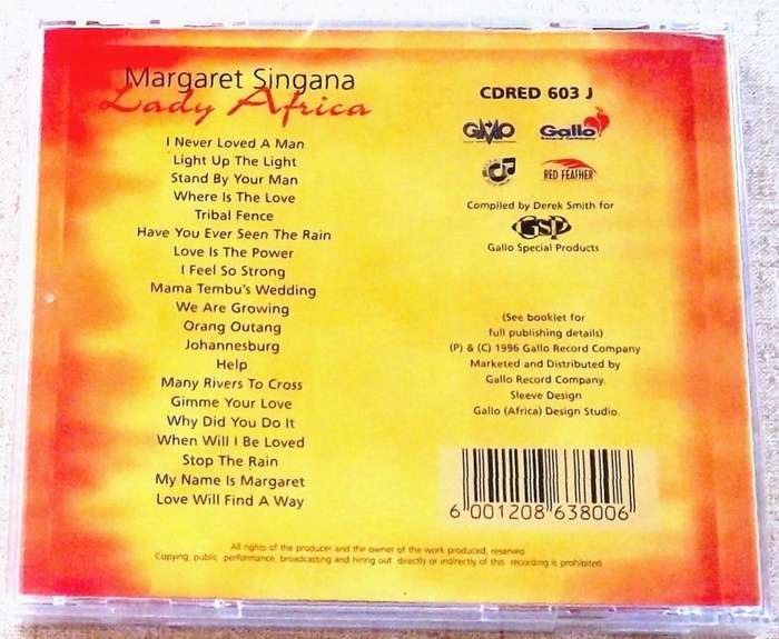 MARGARET SINGANA Lady Africa SOUTH AFRICA Cat# CDRED 603 J