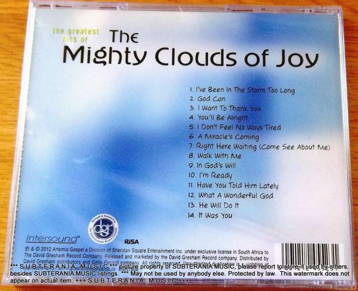 THE MIGHTY CLOUDS OF JOY The Greatest Hits SOUTH AFRICA Cat# DGR1906