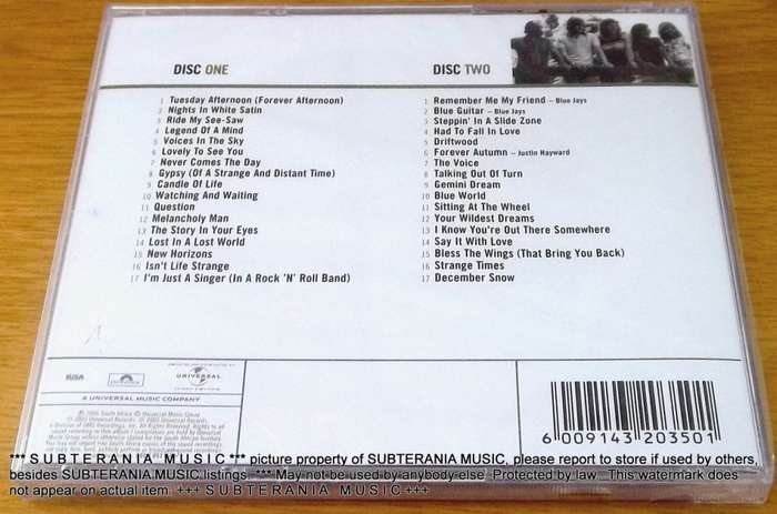 THE MOODY BLUES Gold 2xCD SOUTH AFRICA Cat# DGC 053