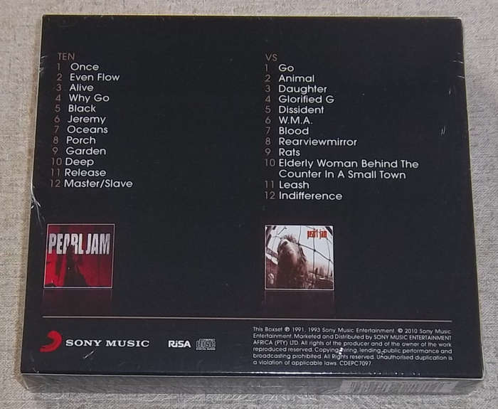 PEARL JAM Ten / VS Box Set SOUTH AFRICA Cat# CDEPC7097