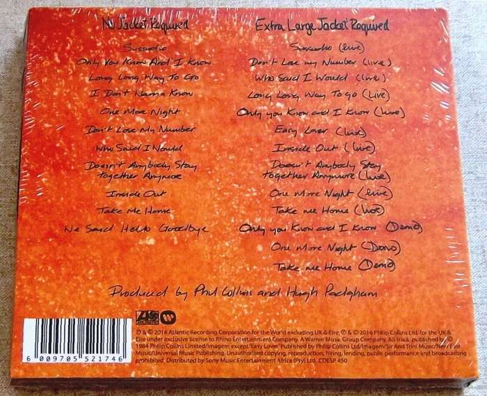 PHIL COLLINS No Jacket Required Deluxe Edition Digipack SOUTH AFRICA #CDESP450