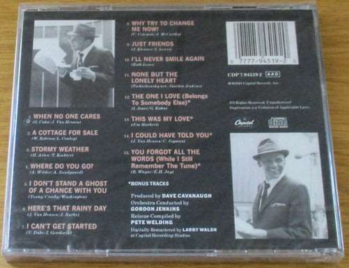 FRANK SINATRA No One Cares IMPORT CD