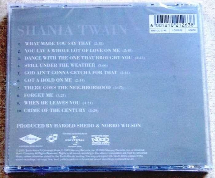 SHANIA TWAIN Shania Twain CD 2000 pressing SOUTH AFRICA Cat# MMTCD 2146