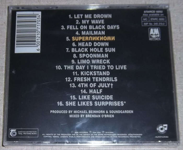 SOUNDGARDEN Superunknown SOUTH AFRICA Cat# STARCD6092