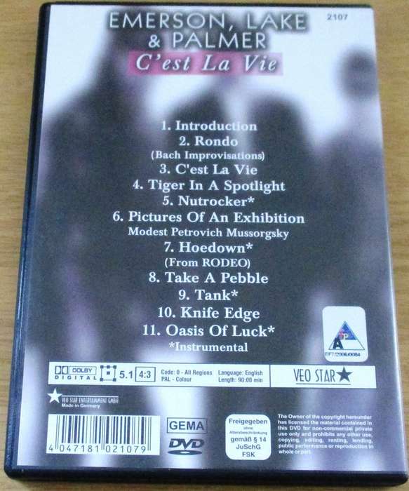 EMERSON LAKE AND PALMER C`est La Vie DVD