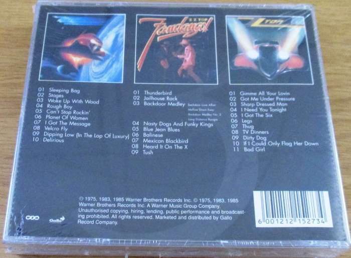 ZZ TOP Trilogy Afterburner Fandango! Eliminator 3CD SOUTH AFRICA Cat# CDWT1011 [EX]