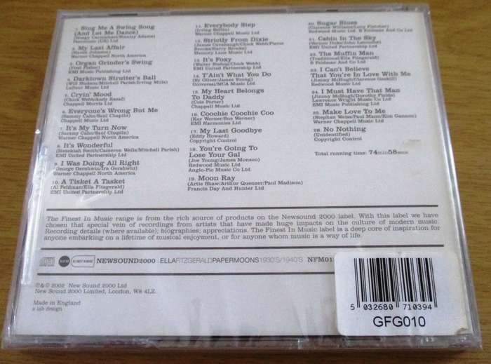 ELLA FITZGERALD Papermoons Late 1930`s Early 1940`s CD [msr]