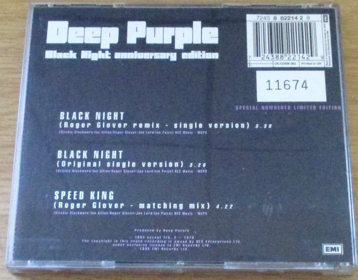 DEEP PURPLE Black Night  Anniversary Edition Limited Edition CD Single [Shelf BB CD singles]