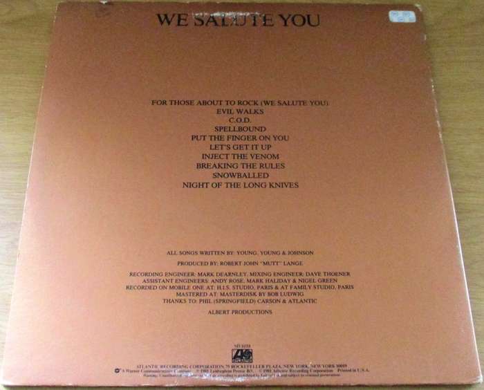 AC/DC Let There Be Rock USA Pressing [SD11111] VINYL LP Record