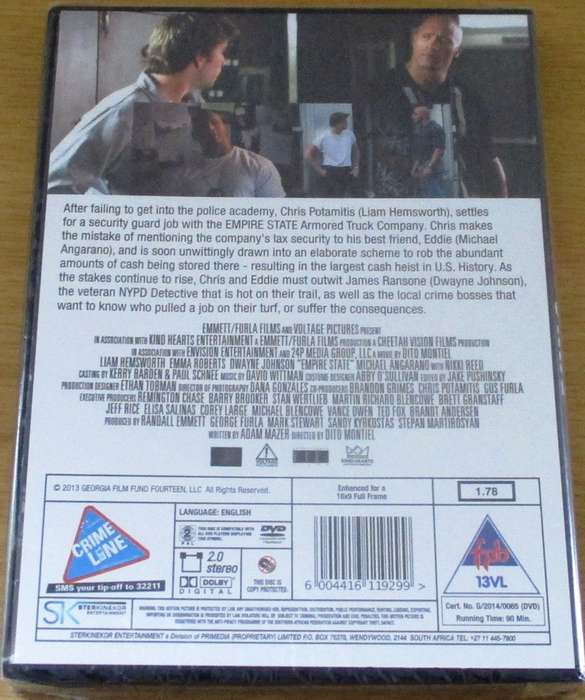 EMPIRE STATE Liam Hemsworth Dwayne Johnson [NEW BB DVD SHELF]