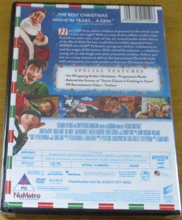 ARTHUR CHRISTMAS DVD [NEW BB DVD SHELF]
