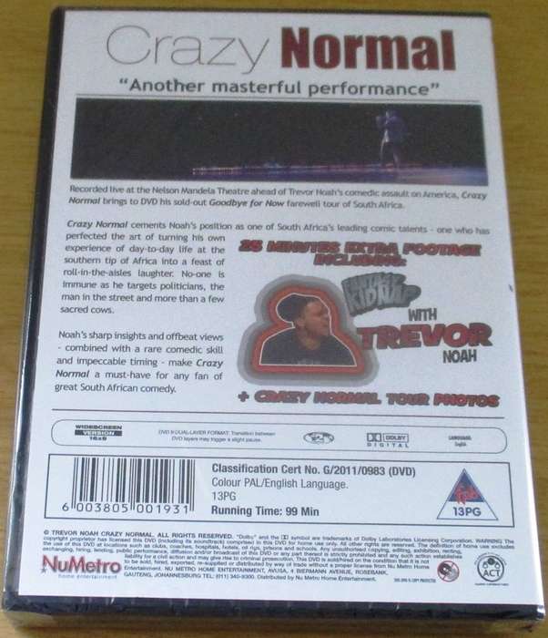 CRAZY NORMAL with Bonus Material Trevor Noah DVD [NEW BB DVD SHELF]