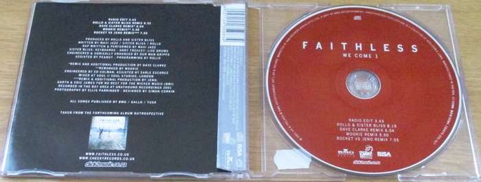 FAITHLESS We Come 1 CD Single [SHELF BB CD SINGLES]