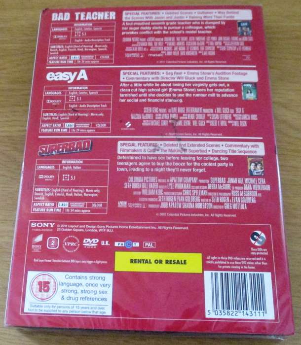 BAD TEACHER / EASY A / SUPERBAD Extended Edition 3xDisc Set [RED BB SHELF]