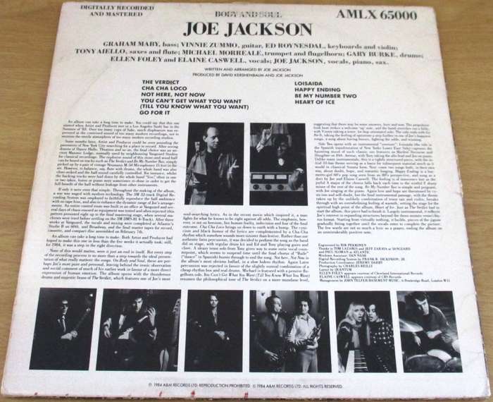 JOE JACKSON Body and Soul LP VINYL RECORD