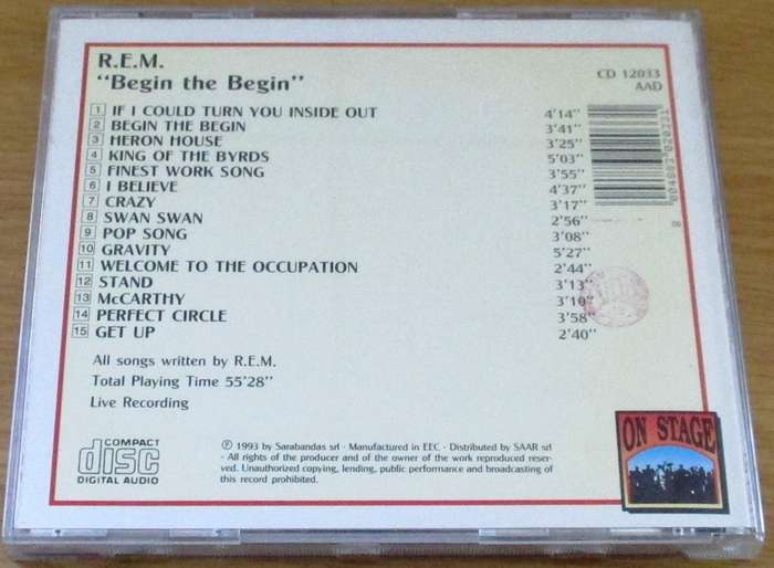R.E.M. Begin the Begin CD  [msr]