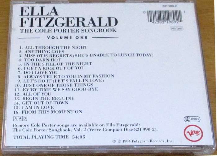 ELLA FITZGERALD The Cole Porter Songbook Volume One CD  [msr]
