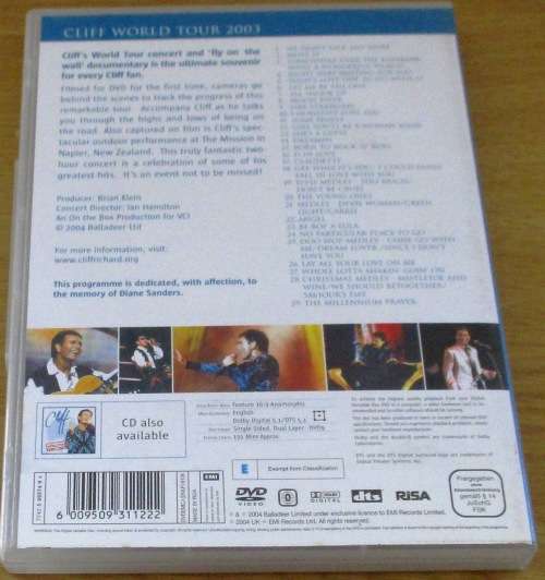 CLIFF RICHARD World Tour 2003 DVD  [OFFICE DVD SHELF]