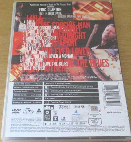 ERIC CLAPTON Live in Hyde Park DVD