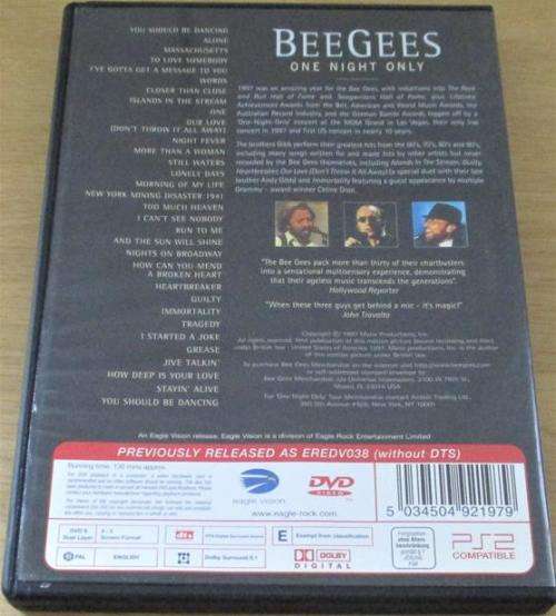 BEE GEES One Night Only DVD