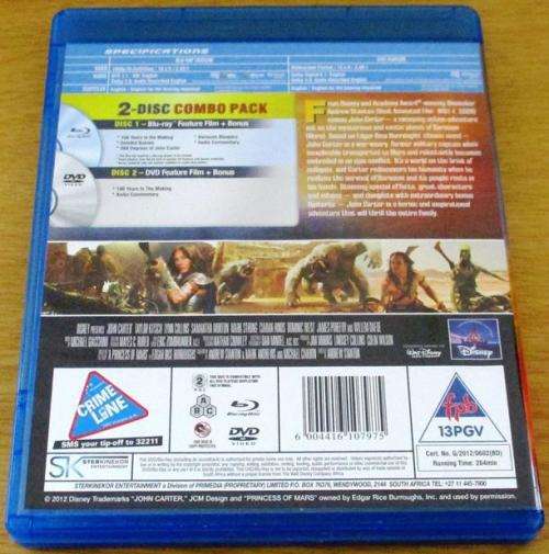 JOHN CARTER Blu Ray + DVD