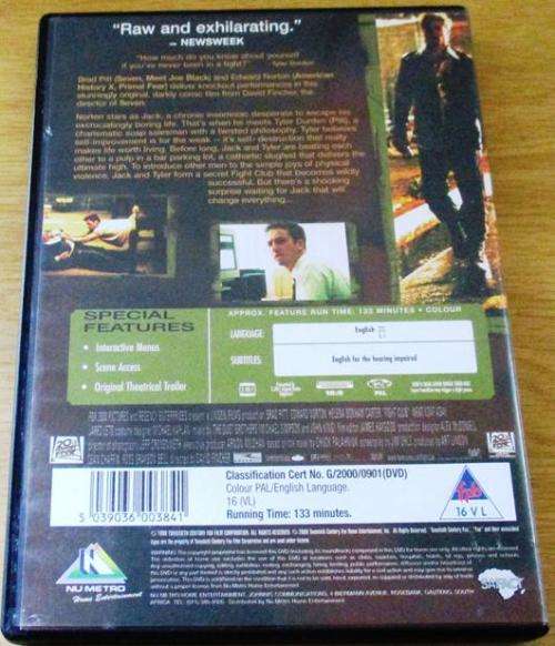 CULT FILM: FIGHT CLUB Brad Pitt Edward Norton DVD [DVD Box 14]