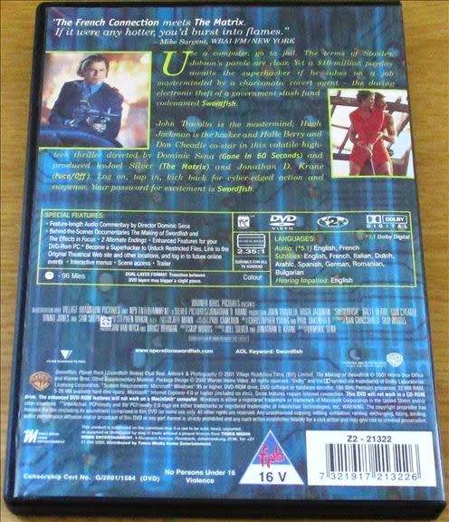 CULT FILM: SWORDFISH John Travolta Hugh Jackman Halle Berry  [DVD Box 15]