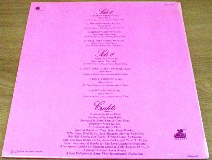 BARRY WHITE LOVE UNLIMITED Rhapsody in White LP VINYL RECORD