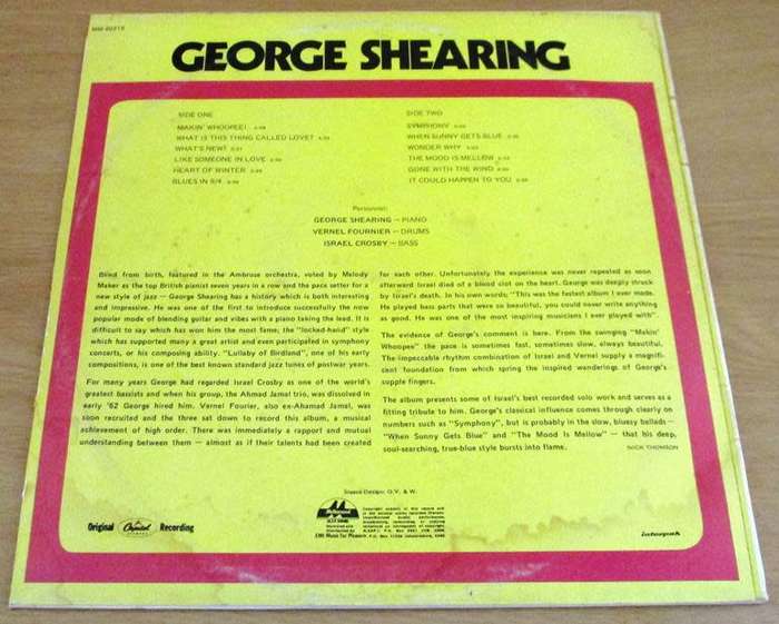 GEORGE SHEARING George Shearing LP VINYL RECORD
