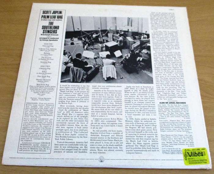 SCOTT JOPLIN Palm Leaf Rag LP VINYL RECORD