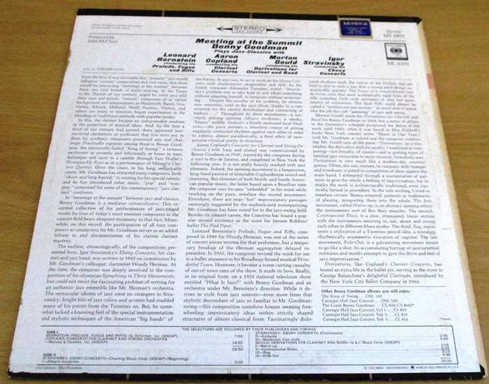 BENNY GOODMAN Meeting at the Summit Plays Jazz Classics LP VINYL RECORD