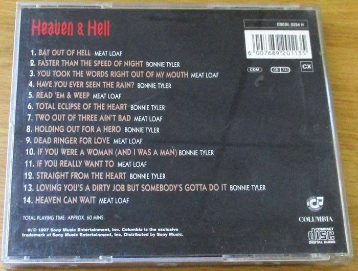 MEAT LOAF AND BONNIE TYLER Heaven and Hell CD [Shelf G Box 12]