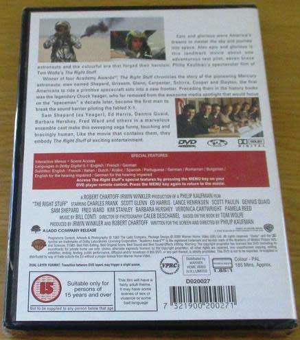 CULT FILM: THE RIGHT STUFF DVD [BBOX 6]