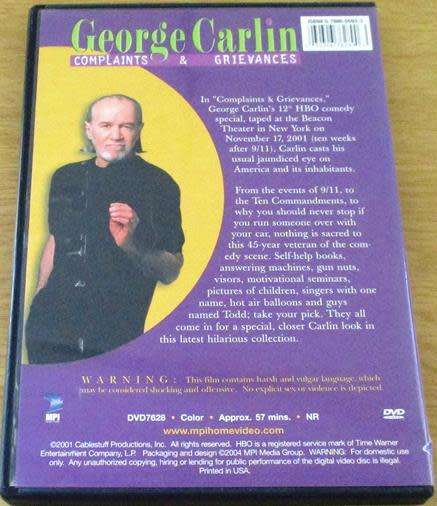 CULT FILM: GEORGE CARLIN Complaints & Grievances DVD [BBOX 7]