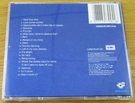PET SHOP BOYS Discography South African Release CD