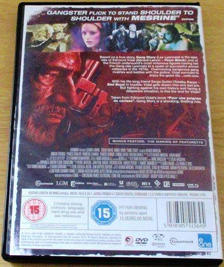 Cult Film: Gang Story DVD [BBox 12] French with English Subtitles