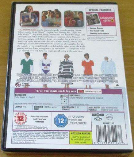 Cult Film: Calendar Girls DVD Helen Mirren Julie Walters [BBOX 14]