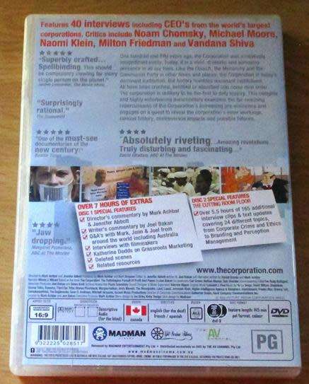 CULT FILM: THE CORPORATION DVD [BBOX 10]