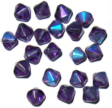 Dark Purple glass bicone 8mm beads with shimmer (60pcs)
