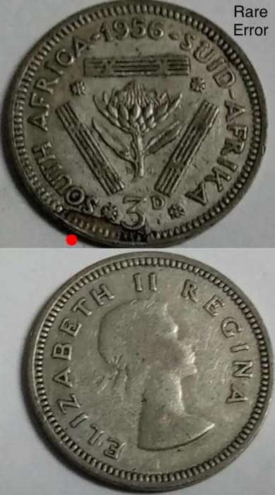 Rare lamination error 1956 SA tickey or 3d