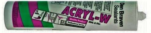 Pack of 3 x 280ml  Den Braven "Acryl W" cartridges  - Acrylic sealant - White (total 840ml)