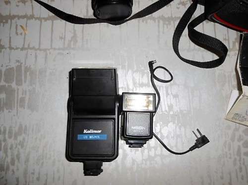 YASHICA FX -3 super 2000 CAMERA and 50mm LENS, 2 FLASHES, Wata Flash Grip and camera BAG