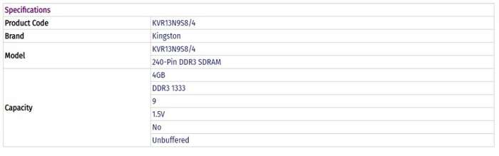 KINGSTON RAM | 4GB | 1333MHZ | SINGLE STICK