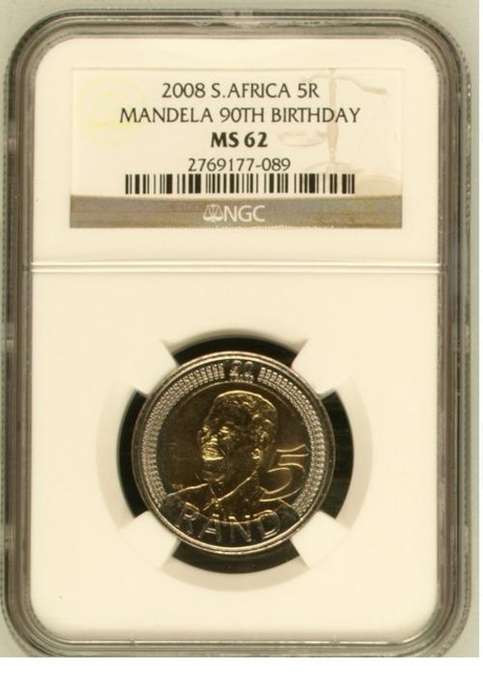 BRAND NEW MS-62 GRADED BY NGC - 2008 Mandela 90th Birthday R5